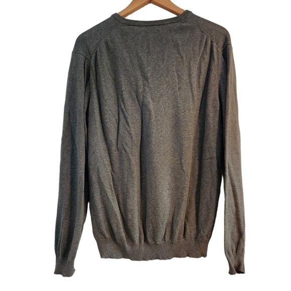 Bill Blass gray long-sleeve pull-on v-neck 100% cotton sweater  shirt - Picture 8 of 10